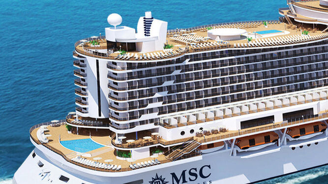 Un detalle del proyecto del 'MSC Seaside', buque que visitará Cádiz a finales del año que viene.