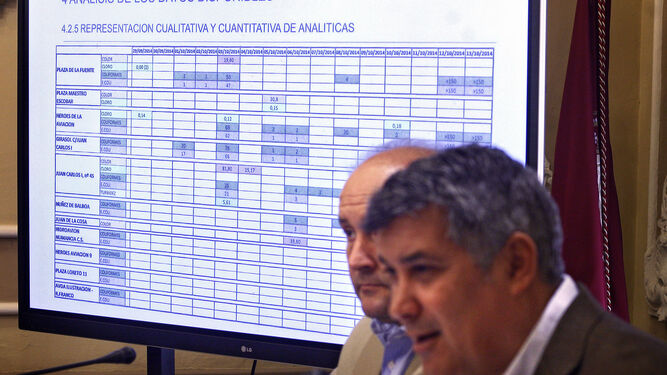 El expresidente de Aguas de Cádiz, Ignacio Romaní, en una rueda de prensa tras la presentación del informe.