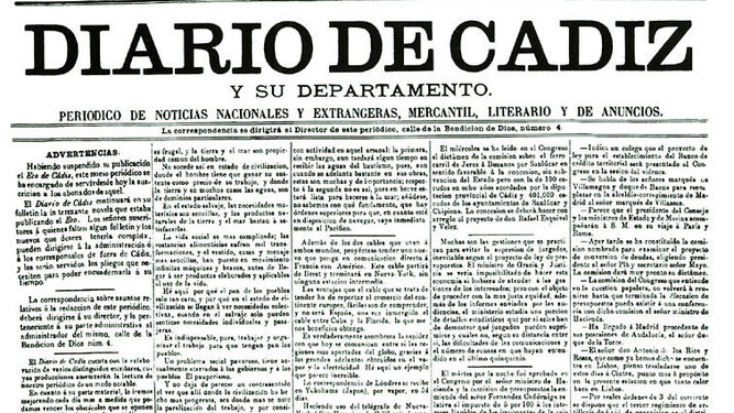 Portada del número 1 de Diario de Cádiz.