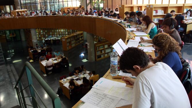 Estudiantes en la Biblioteca General de la Universidad de Málaga.