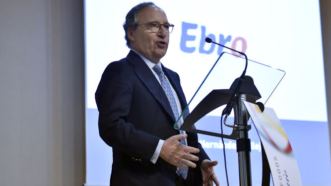 Antonio Hernández Callejas, presidente de Ebro Foods, en un momento de su intervención.