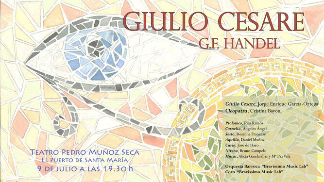 Cartel promocional de la ópera Giulio Cesare de G.F. Handel.