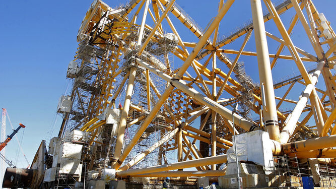 Imagen de la plataforma 'Mariner', durante su construcción en la planta de Dragados Offshore de Puerto Real.