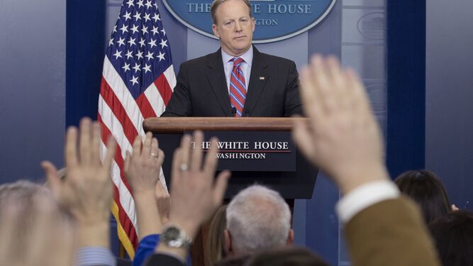 Spicer, durante una rueda de prensa en la Casa Blanca.
