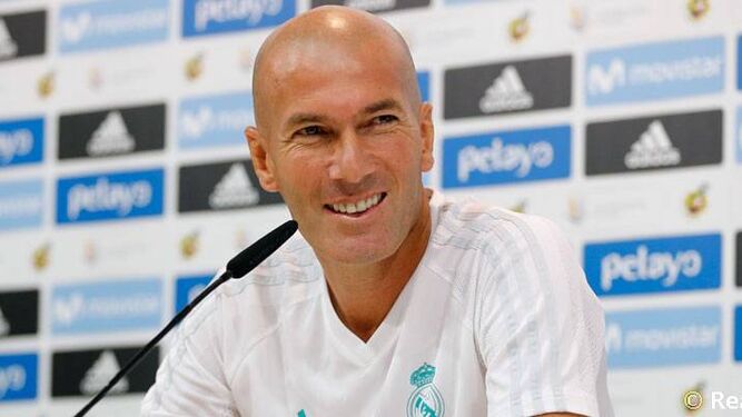Zidane, durante la rueda de prensa de Valdebebas