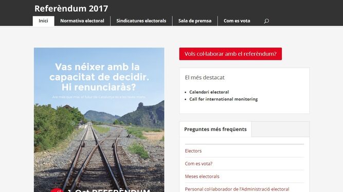 Interfaz de la web del Referéndum de la 'Generalitat'.
