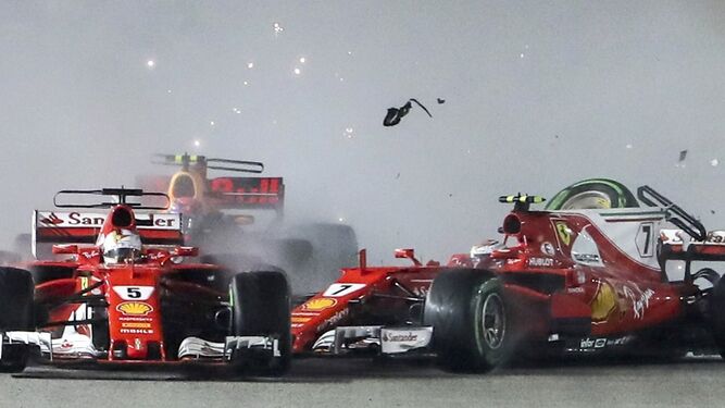 El accidente en el que se vieron implicados los dos Ferrari.