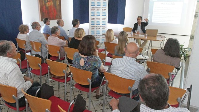 Valls en el campus de Algeciras, en junio de 2016, en una de sus explicaciones sobre el significado del Erasmus marítimo.