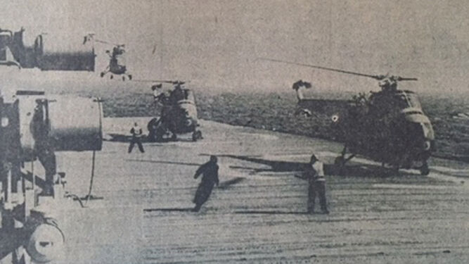 1968 hace 50 añosManiobras con el nuevo portahelicópteros Dédalo