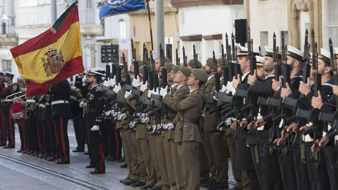 Soldados de tropa y marinería, durante la parada de la Pascua Militar.