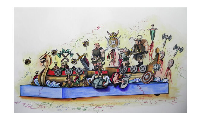 Boceto de la carroza 'Vikingos'