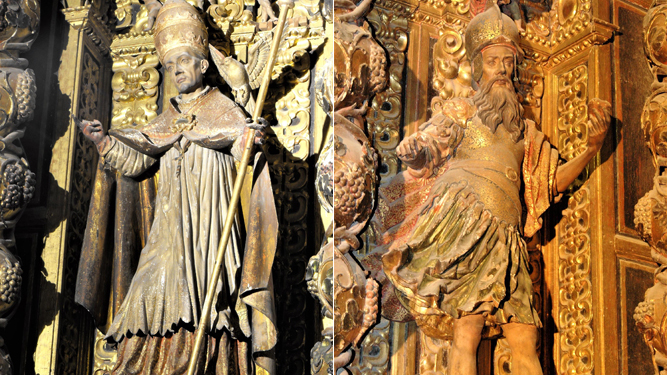 San Gregorio Magno, a la izquierda, y San Judas Macabeo, a la derecha.