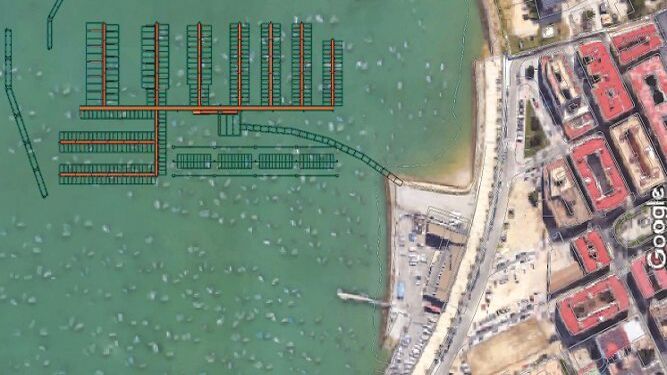Recreación del diseño del puerto deportivo que pretende construir el CN Alcázar en el barrio de Puntales.