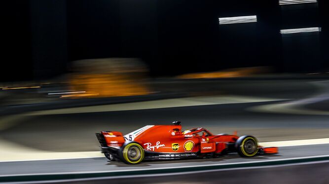 El monoplaza de Vettel, en los entrenamientos.