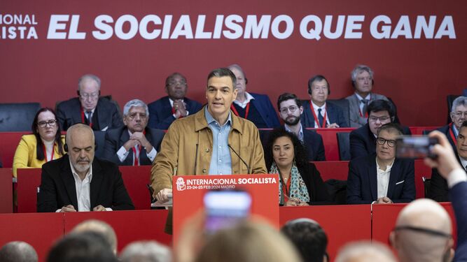 Pedro Sánchez, el sábado en la reunión de la Internacional Socialista