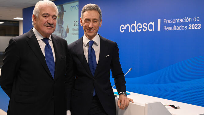 José Bogas, consejero delegado de Endesa, junto a y Marco Palermo, director general Económico-Financiero.