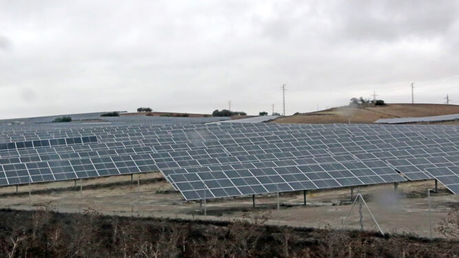 Imagen parcial de una planta fotovoltaica ya operativa en Jerez.