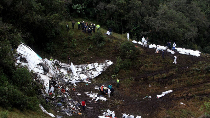 Los restos de avión accidentado.