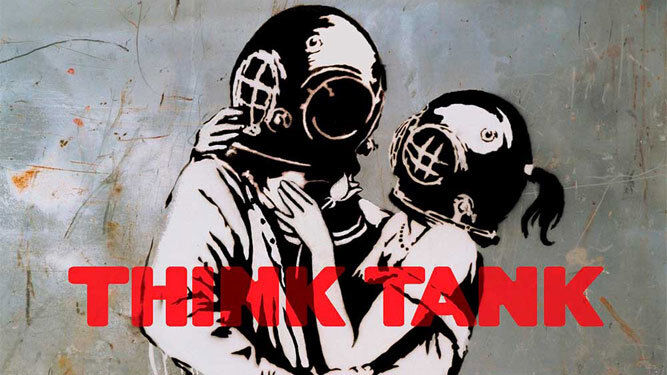 Detalle del penúltimo álbum de Blur, que cuenta con una cubierta de Banksy.