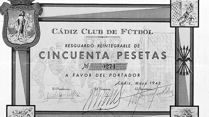 1942 hace 75 añosApoyo de la ciudad      al Cádiz C.F.