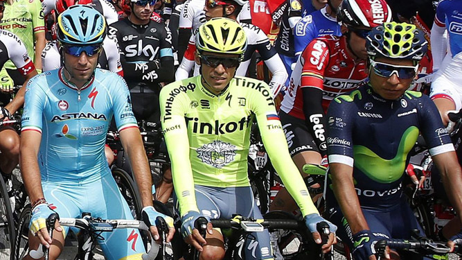 Nibali, Contador, ausente este año, y Nairo Quintana.