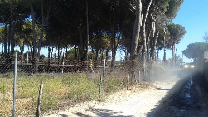 Desalojo de viviendas en Chiclana por un incendio de pastos