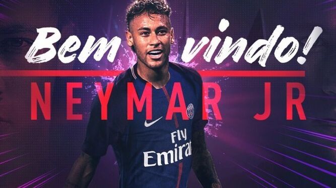La bienvenida en portugués del PSG a Neymar en sus redes sociales.