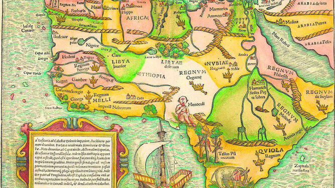 Mapa de 1554 del continente africano elaborado por Sebastian Münster.