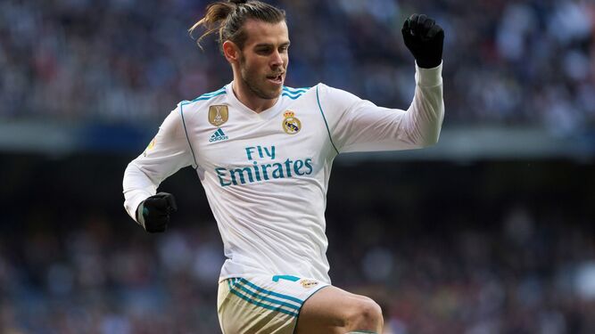Bale celebra su segundo gol en el Bernabéu.