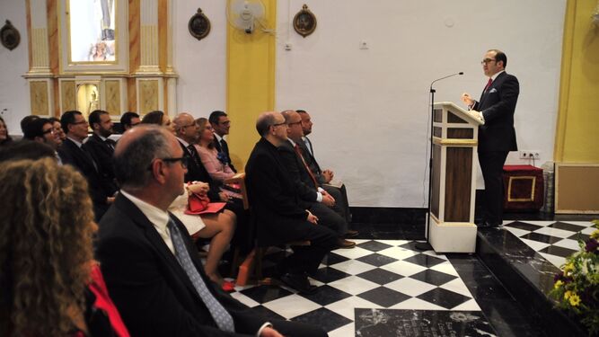 José Luis Cordero Baro, durante el Pregón de las Glorias que se llevó a cabo en la capilla de la Vera Cruz.