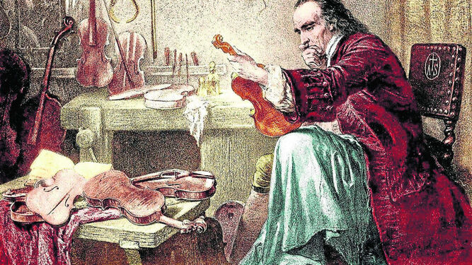 Antonio Stradivari, en una pintura de d'Edouard Hammam (www.wikiwand.com).