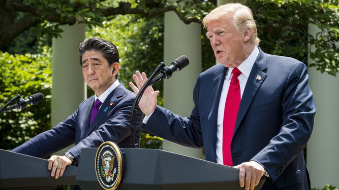Trump, en su comparecencia junto al primer ministro japonés Shinzo Abe.