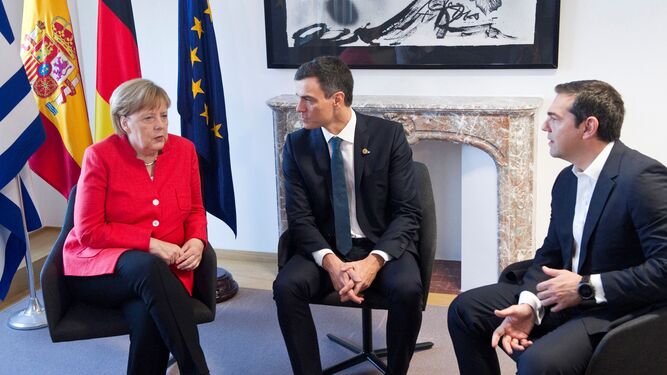 Merkel, Sánchez y Tsipras