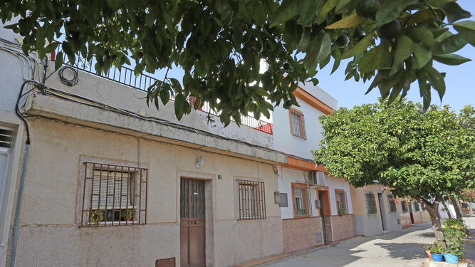 Imagen de la casa (en primer término) donde vivía la mujer fallecida, en compañía de su madre, en el Camino de Albadalejo.