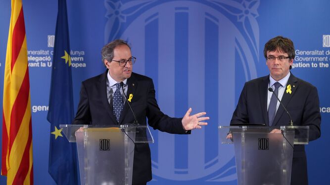 La comparecencia conjunta del presidente y ex presidente catalán.