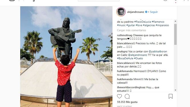 La foto en la cuenta de Alejandro Sanz en Instagram.