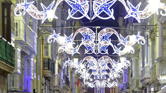 Iluminación de la calle Ancha durante la pasada Navidad.
