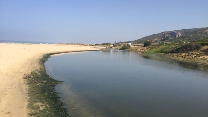 El río Cachón, en una imagen tomada ayer por la mañana en la desembocadura.
