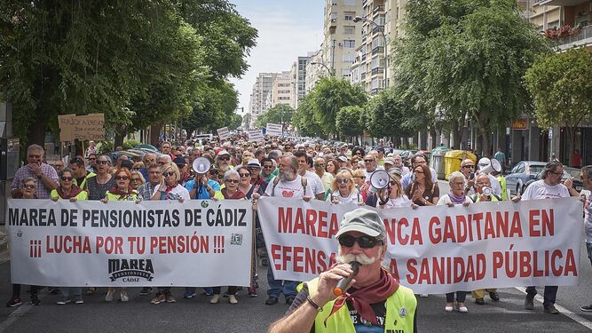 Protestas de pensionistas en Cádiz la pasada primavera.