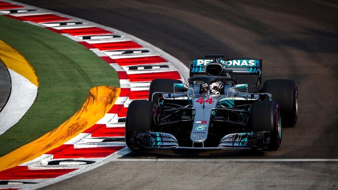 Lewis Hamilton, durante la sesión de clasificación del Gran Premio de Singapur.