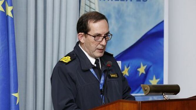 El vicealmirante Antonio Martorell Lacave, durante la presentación del ejercicio Milex-18 en Rota.
