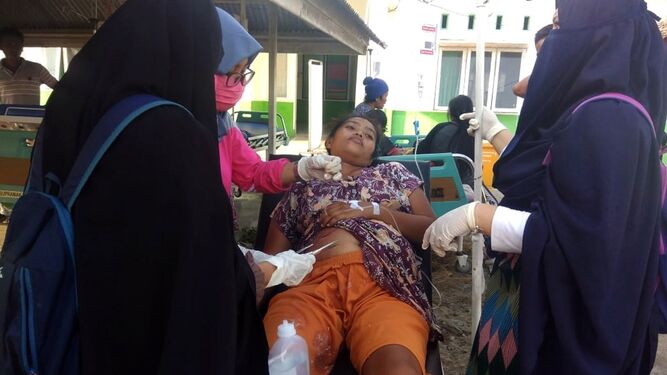 Una herida tras la catástrofe de Indonesia