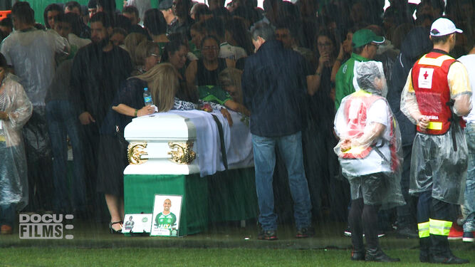 Imagen del funeral en el estadio del Chapcoense.
