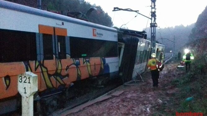 El tren accidentado en Vacarisses.