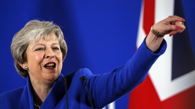 La primera ministra británica, Theresa May, tras el Consejo Europeo que se celebró el domingo en Bruselas.