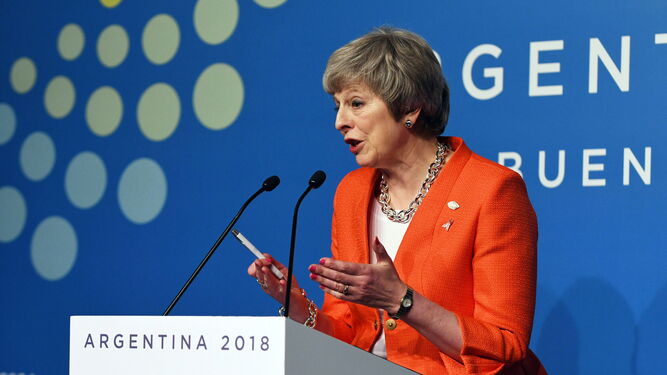 La primera ministra británica, Theresa May, durante la cumbre del G-20 que se celebró la pasada semana en Buenos Aires.