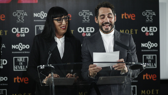 Rossy de Palma y Paco León, durante el anuncio de las candidaturas.