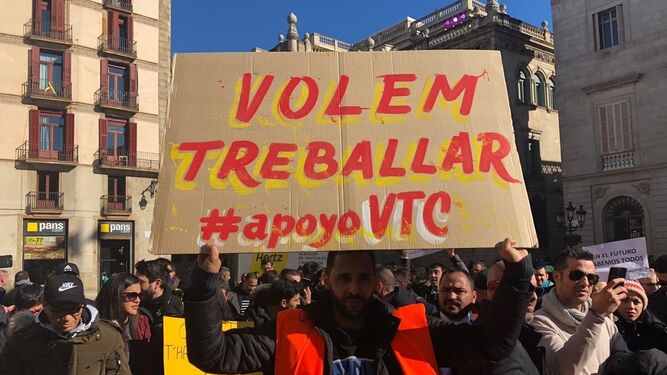 Manifestación de VTC en Barcelona.