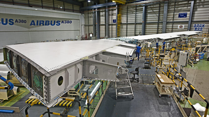 Un estabilizador horizontal del A380 fabricado en Puerto Real.