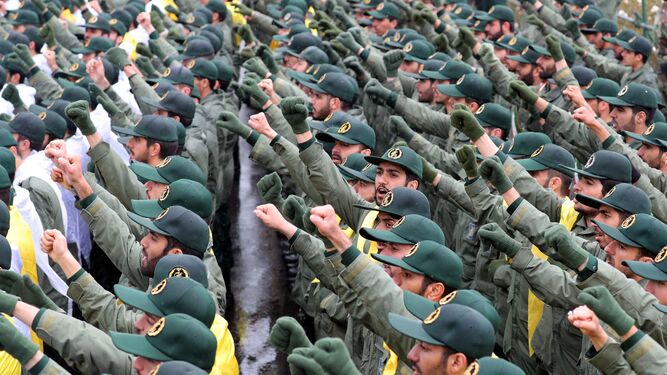 Un grupo de Guardias Revolucionarios en un acto en Irán.